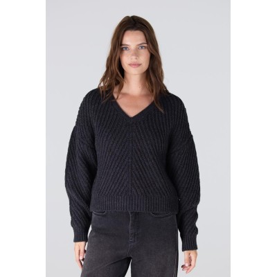 Dawn trui met v-hals | Antraciet