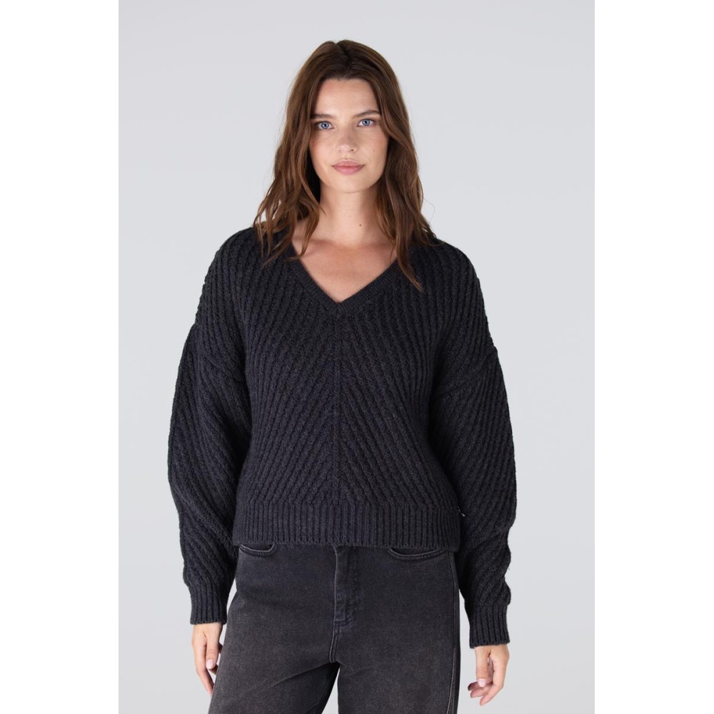 Dawn trui met v-hals | Antraciet