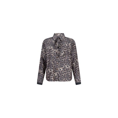 Kessa panterprint blouse met strik | Leopard