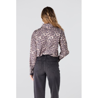 Kessa panterprint blouse met strik | Leopard