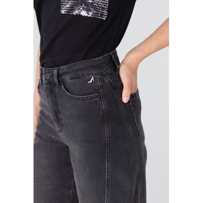 Evy wide leg jeans met glitter | Antraciet denim