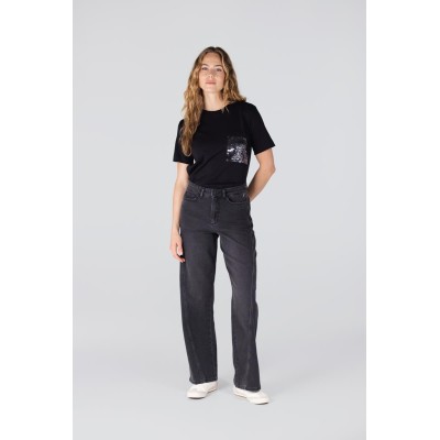 Evy wide leg jeans met glitter | Antraciet denim