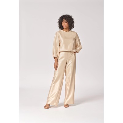 Blouse in satijn met mouw detail - Gold