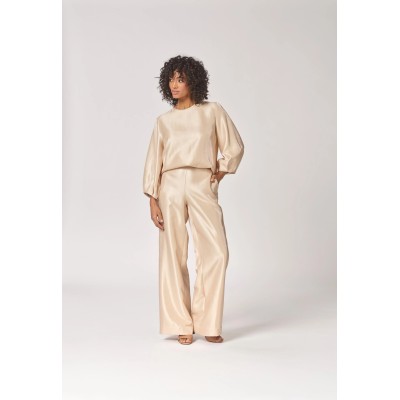 Blouse in satijn met mouw detail - Gold