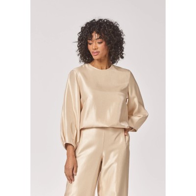 Blouse in satijn met mouw detail - Gold