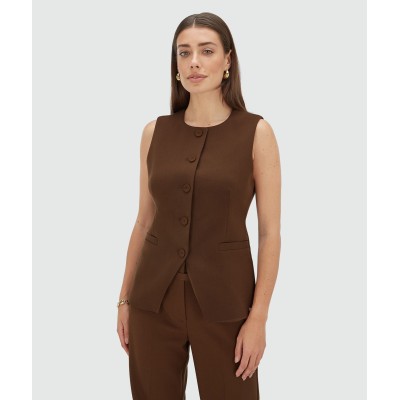 KIRO fitted gilet - dark brown