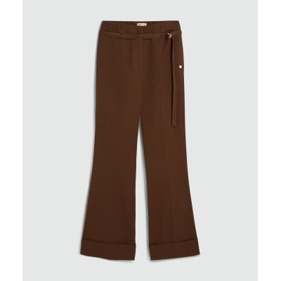KORIEN mid rise flared pantalon - dark brown