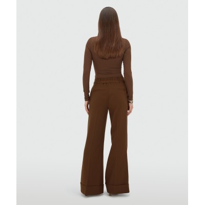 KORIEN mid rise flared pantalon - dark brown