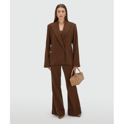KORIEN mid rise flared pantalon - dark brown