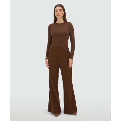 KORIEN mid rise flared pantalon - dark brown