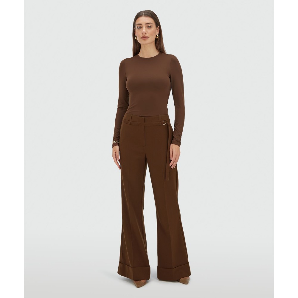 KORIEN mid rise flared pantalon - dark brown