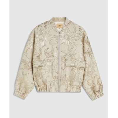 KELSEY oversized bomberjack met metallic details stone silver