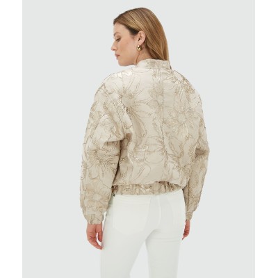 KELSEY oversized bomberjack met metallic details stone silver