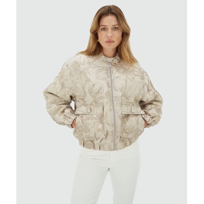KELSEY oversized bomberjack met metallic details stone silver