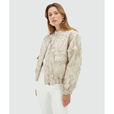 KELSEY oversized bomberjack met metallic details stone silver