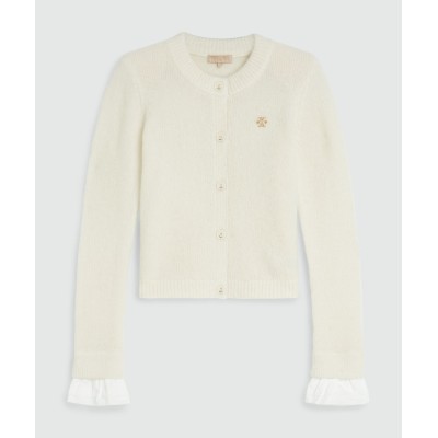 BEBE vest met afneembare volant details light ecru melange