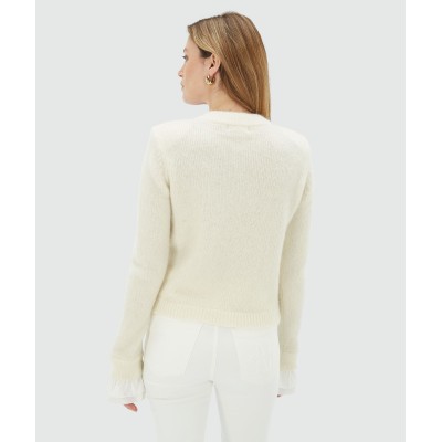 BEBE vest met afneembare volant details light ecru melange
