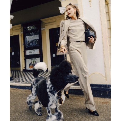 ARCHER pantalon met krijtstreep - light beige