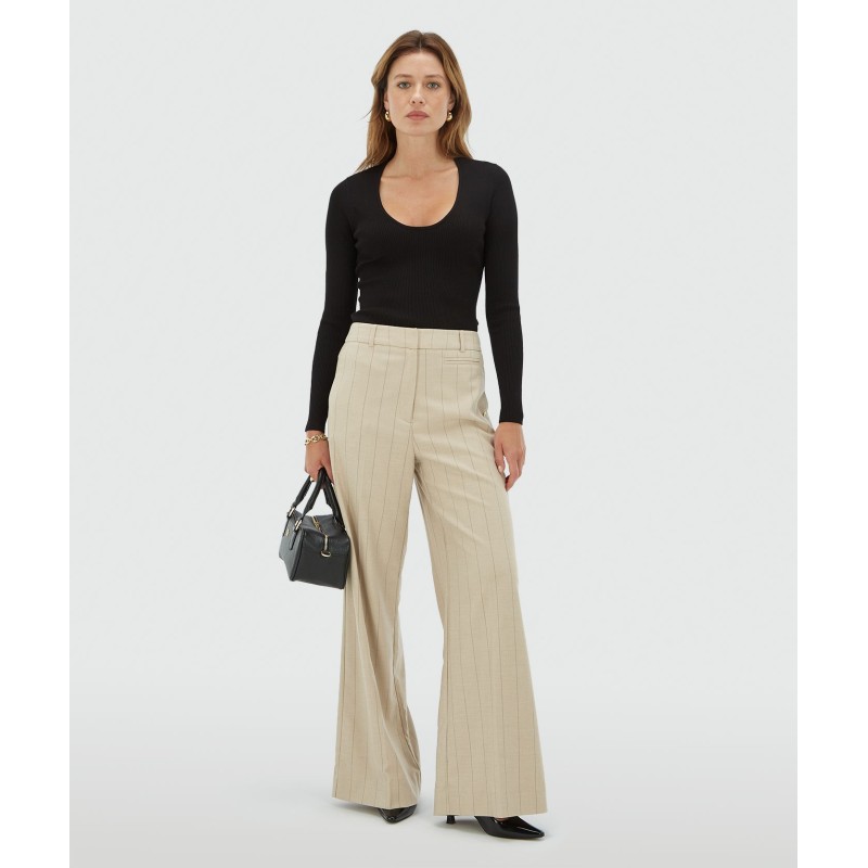 ARCHER pantalon met krijtstreep - light beige