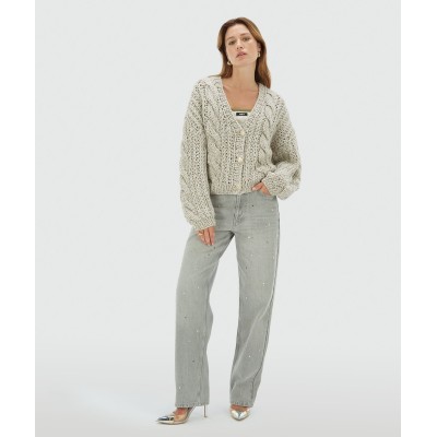FAYENNA vest met wol - warm grey melange