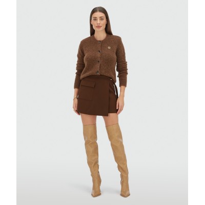 PAULINE straight fit vest - dark brown melange
