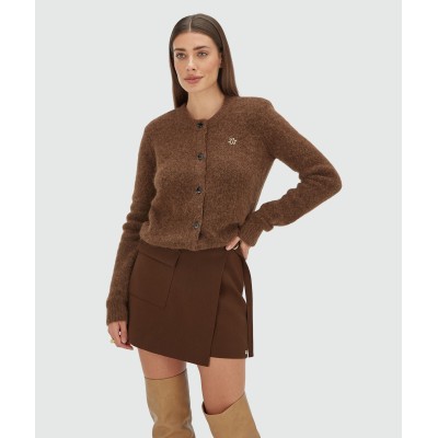 PAULINE straight fit vest - dark brown melange