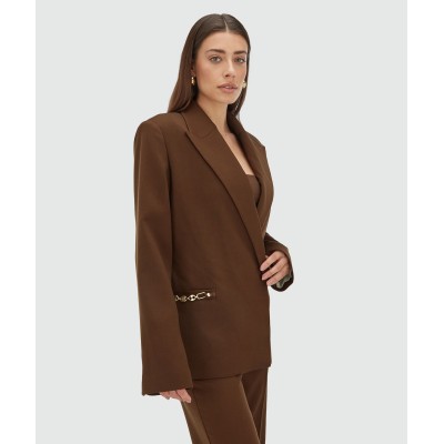 DEACON oversized blazer - dark brown