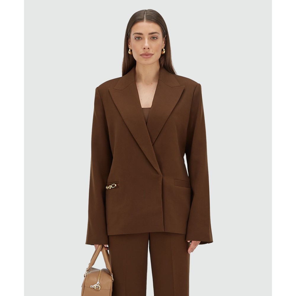 DEACON oversized blazer - dark brown