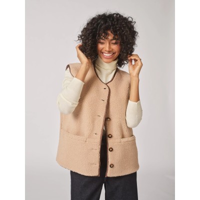 ANNICK GILET Teddy gilet met knoopsluiting ECRU