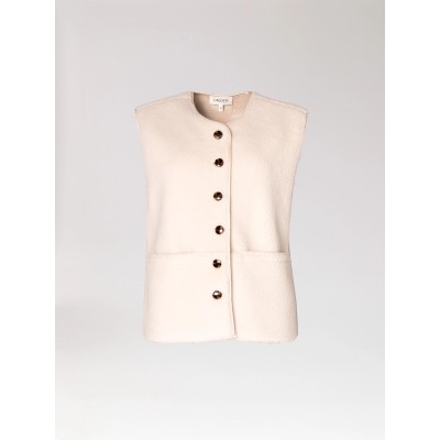 ANNICK GILET Teddy gilet met knoopsluiting ECRU