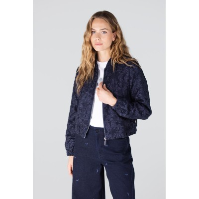 Josien jasje met bloemenprint | Donkerblauw