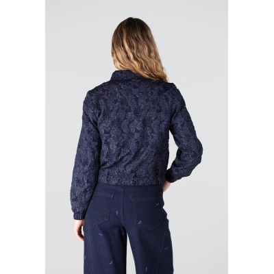 Josien jasje met bloemenprint | Donkerblauw