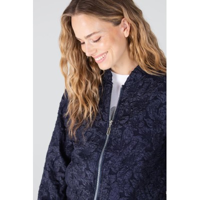 Josien jasje met bloemenprint | Donkerblauw