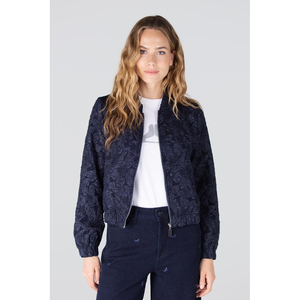 Josien jasje met bloemenprint | Donkerblauw