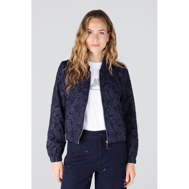Josien jasje met bloemenprint | Donkerblauw