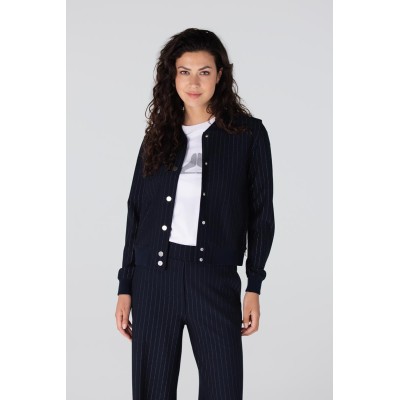 India krijtstreep bomber jasje | Donkerblauw