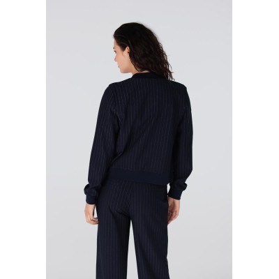 India krijtstreep bomber jasje | Donkerblauw
