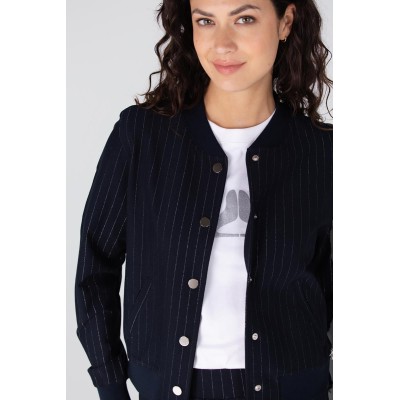 India krijtstreep bomber jasje | Donkerblauw