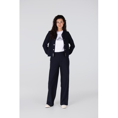 India krijtstreep bomber jasje | Donkerblauw
