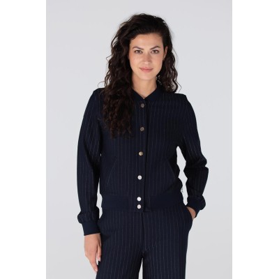 India krijtstreep bomber jasje | Donkerblauw