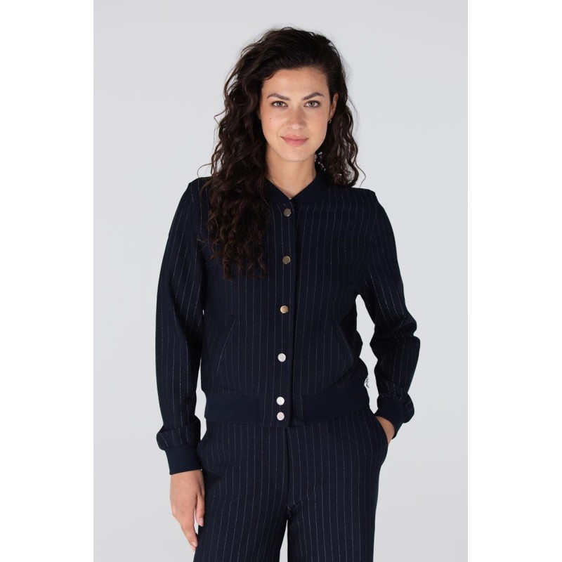India krijtstreep bomber jasje | Donkerblauw