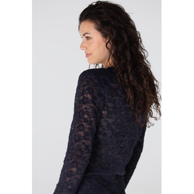 Kiki kanten top met schoudervulling | Donkerblauw