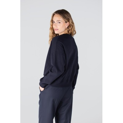 Gwen sweater met logo borduursel | Donkerblauw