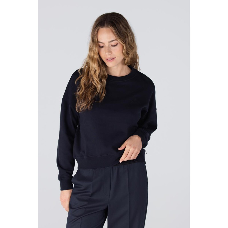 Gwen sweater met logo borduursel | Donkerblauw