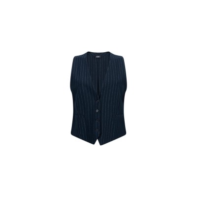 Coco lurex krijtstreep gilet | Donkerblauw
