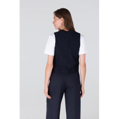 Coco lurex krijtstreep gilet | Donkerblauw