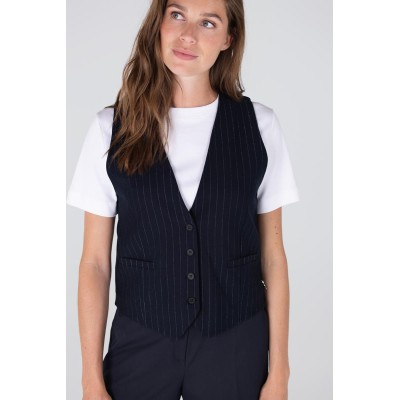 Coco lurex krijtstreep gilet | Donkerblauw