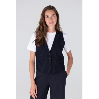 Coco lurex krijtstreep gilet | Donkerblauw