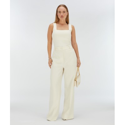 JV LINDE slim fit top - creme white