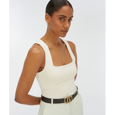 JV LINDE slim fit top - creme white